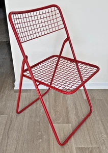 RETRO Ikea style metal wire folding chair CANDY APPLE RED - TIMELESS - TRENDY - Picture 1 of 6