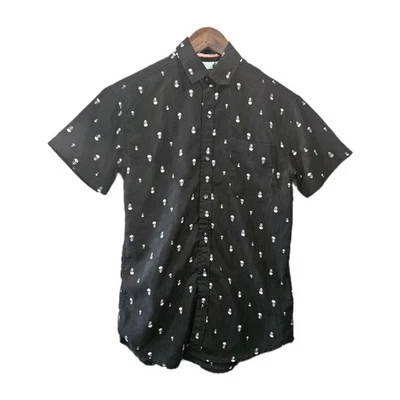 Sueded Geometrix Drill Clothing Skulls Black Sz Small Mens Casual Short Sleeve - Image 1 of 4