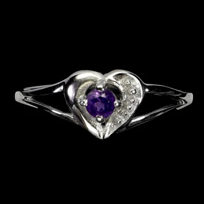 925 Sterling Silver Ring Round Amethyst 3mm Natural Gemstone Jewelry Size 7 - Image 1 of 4