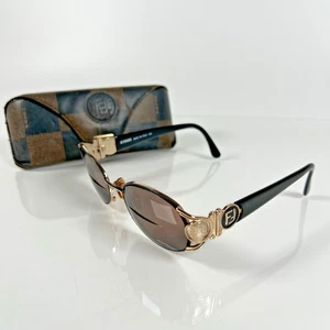 Vintage Fendi FS 140 Sonnenbrille schwarz goldfarbenes Gestell bifokale Gläser mit Etui hergestellt in Italien - Bild 1 von 24
