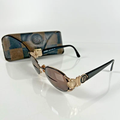 VTG Fendi FS 140 Black Gold Frame bifocal Lens Sunglasses w/ Case Made in Italy - Image 1 of 4