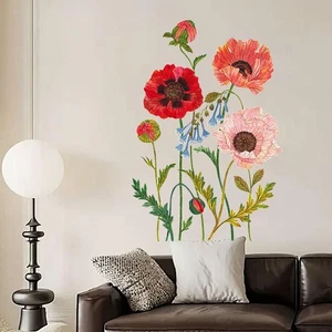 Blumen-Wandaufkleber, Wohnzimmer, TV-Hintergrund, Wand, PVC, zum Abziehen - Picture 1 of 5