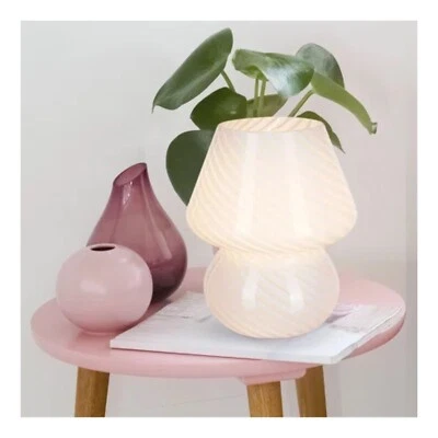 Lámpara con forma de hongo diseño de vidrio a rayas translúcido Foto 1 de 4