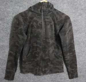 Lululemon Sweater Women 4 Black Camo Scuba Full Zip Hoody Athleisure Train Run - Picture 1 of 5