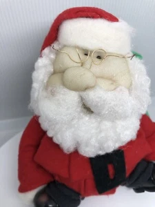 Plush Santa Claus Christmas Decoration Wire Glasses Plastic Boots Curly Beard 6” - Picture 1 of 9
