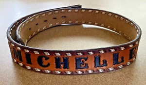 Wilson Hand Tooled Leather Belt Sz 28 No Buckle Brown Western "MICHELLE" Texas - Picture 1 of 8