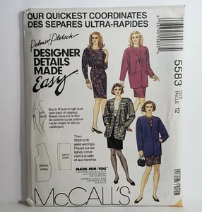 Juego de trajes de diseñador McCall's patrón de costura #5583 Misses talla 12 sin cortar - Imagen 1 de 3