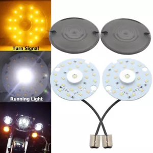 3" 1157 LED Flat Turn Signal Inserts Light Lens For Harley Touring Electra Glide - Picture 1 of 14