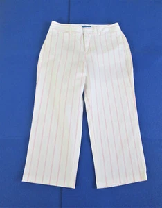 Dockers Women Size 6 White Stripe Cotton Blend Mid Rise Nouveau Fit Capri Pants - Picture 1 of 6