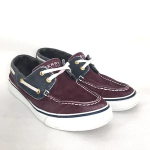 Sperry Top Sider Shoes Womens Size 7 Red Blue Casual Canvas Boat Deck Sneakers - Picture 1 of 10