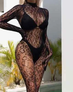 💋Sexy Catsuit langarm S- L Nylon transparent Body one Size💋 - Bild 1 von 7