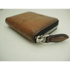 Berluti Zip Coin Case with Card Holder Calligraphy Brown Leather Men's wallet