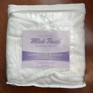 White Alpine Fleece Mink Touch Luxury Baby Blanket NIP WAFFLE HOUSE - Picture 1 of 5