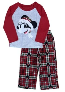 Disney Girls Mickey Mouse Plaid Christmas Holiday Pajama Sleep Set - Picture 1 of 1