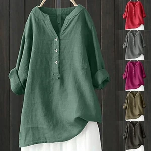 Button Down Blouse Tops Stand Solid Collar Long Sleeve Casual Women Shirt Tops - Picture 1 of 72