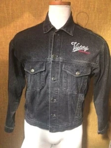 VICTORY MOTORCYCLES BLACK DENIM JEAN JACKET SZ SMALL POLARIS - Picture 1 of 12
