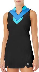 FILA Women's Celestial Point Tennis Dress XS Black Blue TW036898