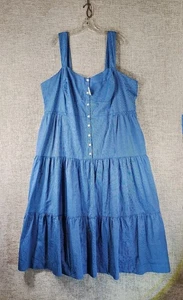 Madewell Midikleid mit Knopfleiste und Stufen Damen 20 W blau gestreift Rüschen neu mit Etikett - Bild 1 von 14