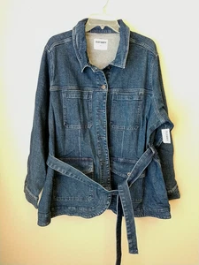 Old Navy Women Denim Utility Jacket Belt Sz 2X XXL Jean Jacket NWT - Picture 1 of 7