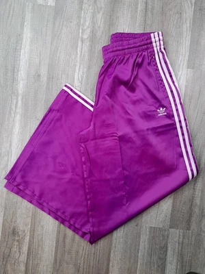 Adidas Originales Adicolor Satén Pierna Ancha Pantalones de Púrpura Ráfaga Para Mujer Talla 14 Foto 1 de 4