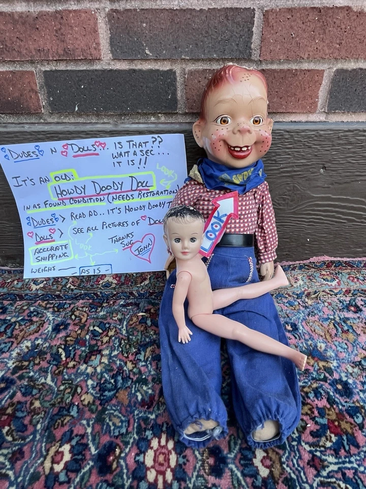 Muñeca ficticia Howdy Doody de colección temprana para restauración personaje de TV de la década de 1950 Foto 1 de 4