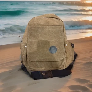 DXYIZU canvas backpack 16.5”long 13” wide brown unisex retail $59 NWT - Picture 1 of 10