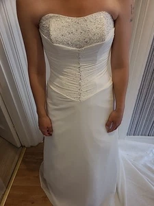 Ladies Wedding Gown Size 8 D'ZAGE Pale Ivory & Sequins - Picture 1 of 24