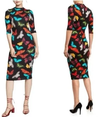 Платье-футляр миди с принтом бабочка Alice + Olivia Delora с ложным вырезом размер 4 - Изображение 1 из 4