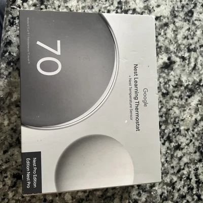 New Google Nest Learning Thermostat (4th Gen) w Temperature Sensor silver - Image 1 of 4