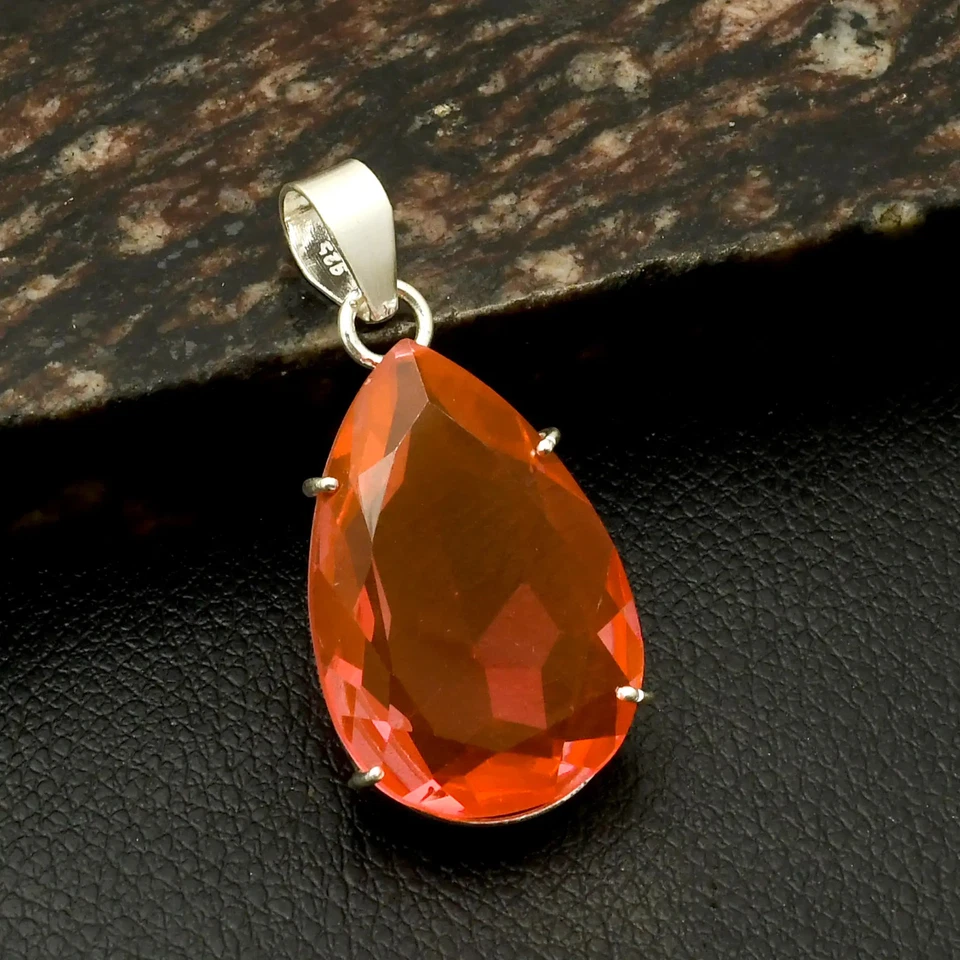 Pink Topaz Gemstone Ethnic Handmade Pendant Jewelry For New Year 2" AP-32520 - Image 1 of 1