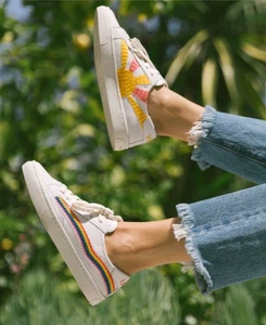 Soludos The Ibiza Classic Sneaker Rainbow Wave Sun Leder Gr. 7 Good Vibes - Bild 1 von 13