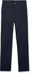 IZOD Boys' School Uniform Twill Pants, Flat Front & Comfortable 18, Navy - Picture 1 of 4
