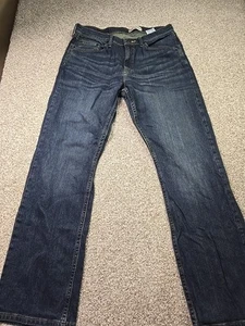 Wrangler Jeans Mens 32x32 Blue Denim Relaxed Boot Whiskered Casual Cowboy City - Picture 1 of 16