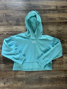 Under Armour Girls Teal Cropped Hoodie Pullover Size Youth Small - Picture 1 of 3