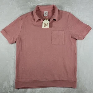 Dandy Del Mar kurzärmliges Poloshirt Herren Large rosa Strick Freizeit bequem neu mit Etikett - Bild 1 von 7