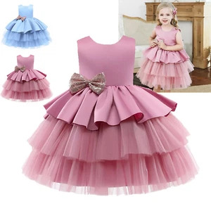 Toddler Baby Flower Girls Princess Tutu Dress Bowknot Wedding Party Gown Dresses - Picture 1 of 14
