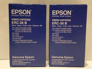 2 nowe wkłady z czarną taśmą Epson ERC-38 B oryginalne w fabrycznie zapieczętowanych pudełkach - Zdjęcie 1 z 6