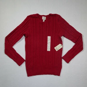 St Johns Bay Cable Knit Sweater Womens Crew Neck Long Sleeve Pullover - Picture 1 of 34