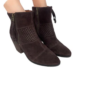 Stivali alla caviglia marrone pelle scamosciata Lucky Brand Ramses tacco a blocco scarpe taglia 8 M - Foto 1 di 9