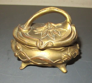 ANTIKE JUGENDSTIL BLUMEN ROGERS METALL SCHMUCKKÄSTCHEN - Bild 1 von 6