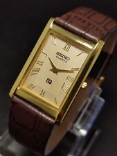 Seiko Slim Quartz Men's Wrist Watch New Fashion Watch Gold Plated New Battery