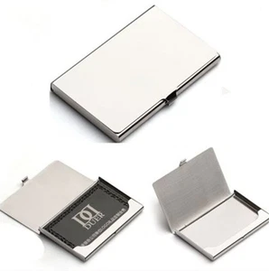 Stainless Steel Business Card Holder ID Name Credit Case Cover Metal Silver AU - Picture 1 of 12