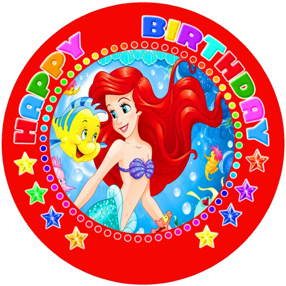 Tortenaufleger Geburtstag Tortenbild Fondant Oblate Arielle die Meerjungfrau P70 - Bild 1 von 1