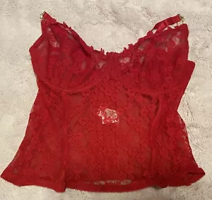 women’s Red lingerie Secret Treasures 40 Double D Corset Style Lace top - Picture 1 of 8