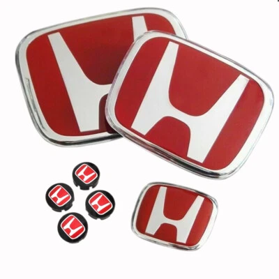 1Set Front Rear Steering Wheel Red H Emblem Fit For 2006-2015 HONDA CIVIC SEDAN - Image 1 of 4