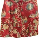 Calypso St. Barth Red Floral Linen Skirt Lined Button Front Pockets Size Large