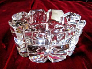 VINTAGE MIKASA CLEAR LEAD CRYSTAL OVAL ETCHED CANDLE HOLDER 4" X 3" - Picture 1 of 6