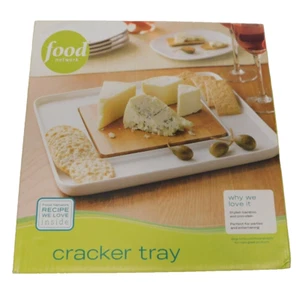 NEW Food Cracker Tray - Bamboo and Porcelain -  13"x13" - Picture 1 of 4