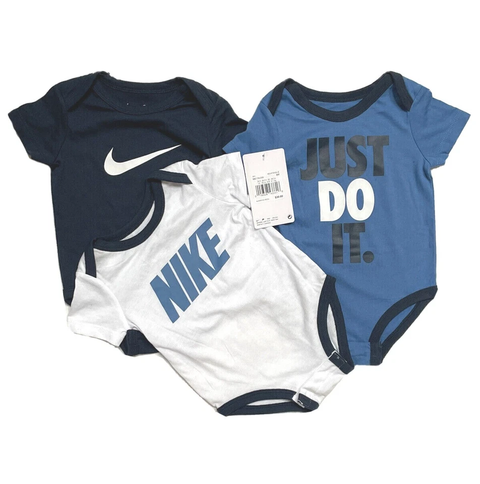 NIKE Body Bebé Paquete de 3 o 5; Tallas de 3 Meses a 24 Meses, *NUEVO CON ETIQUETAS* Foto 1 de 4