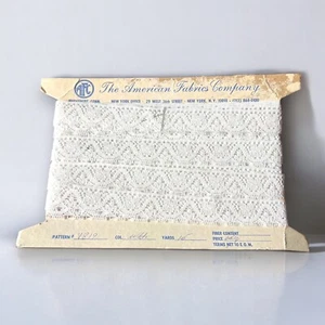 Vintage White Lace Trim 15 Yards 1940s American Fabrics Co Sewing NOS V819 - Picture 1 of 4